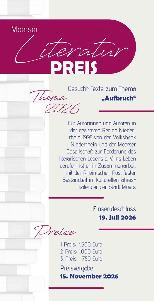 Ausschreibung für Autorinnen und Autoren - Literaturpreis Moers 2025